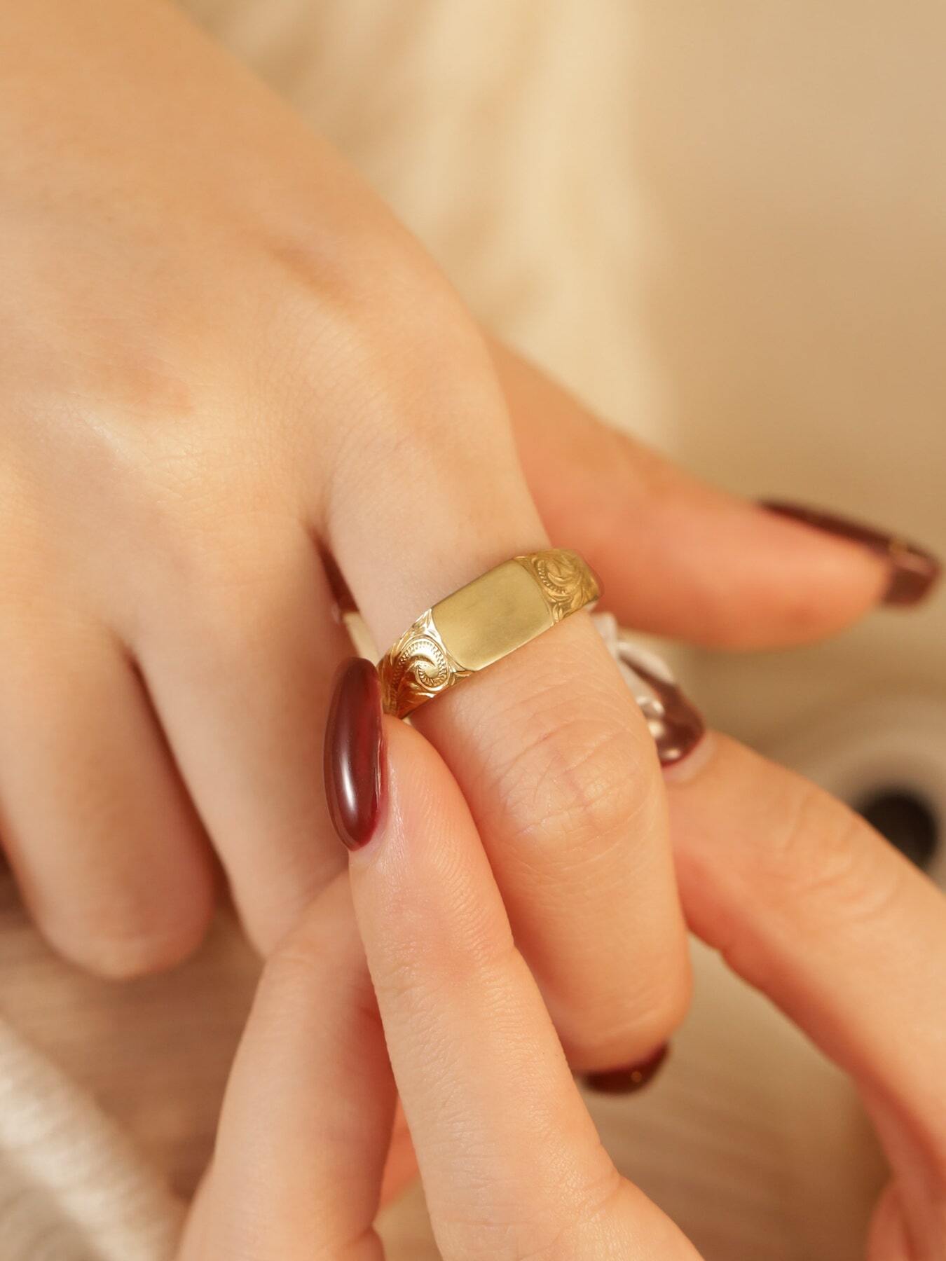 316L hawaiian signet square ring #r02