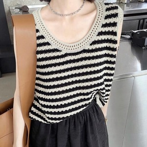 ノースリーブボーダーニット　A1902