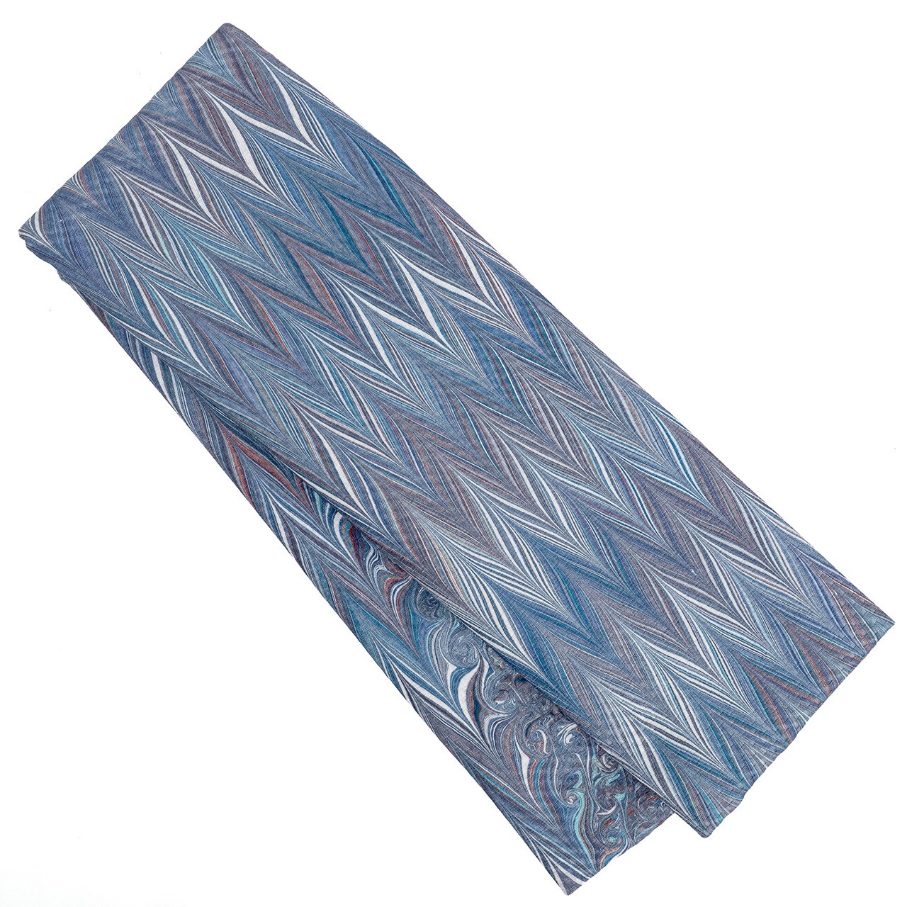 リバーシブル墨流し半巾帯 　[雨降る朝の散歩道 ]　矢羽柄×マーブル