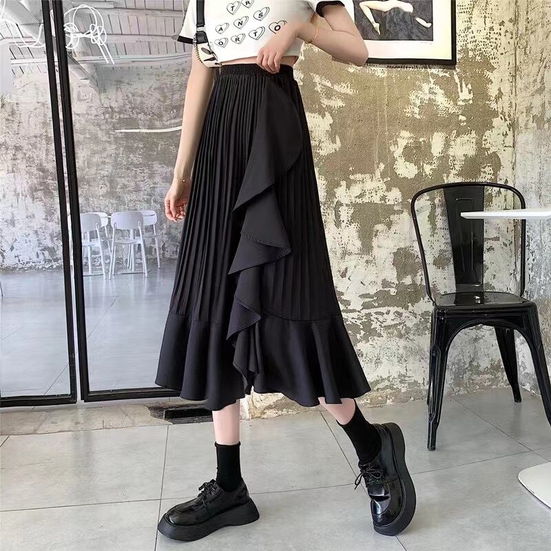 無地プリーツフリルスカート AJ1365-E010