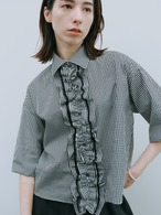 フリル２wayブラウス　black gingham check
