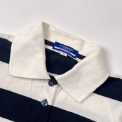 90s 00s BURBERRY LONDON BLUE LABEL バーバリー ブルーレーベル ボーダー 鹿の子 半袖 ポロシャツ 38/ブラック×ホワイト レディース 三陽商会 ビンテージ