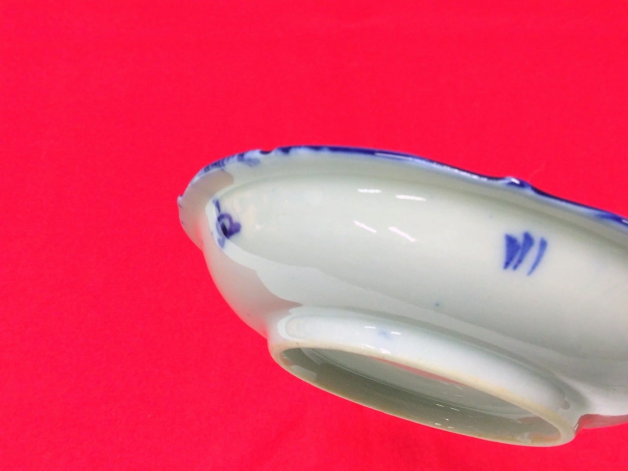 時代もの (大正-昭和(1920年代)頃) 手描 花鳥染付 芙蓉手 小皿/ 豆皿 1