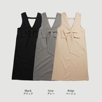 バックリボン Vネックロングワンピース