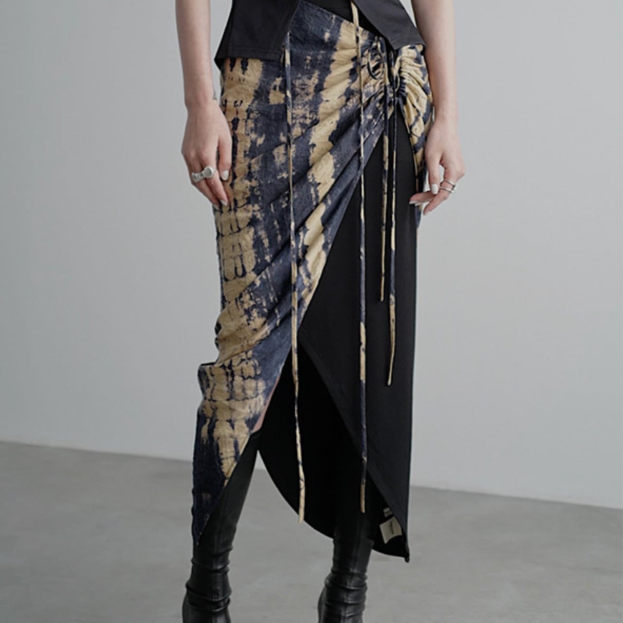 Asymmetrical tie-dye wrap skirt S1136