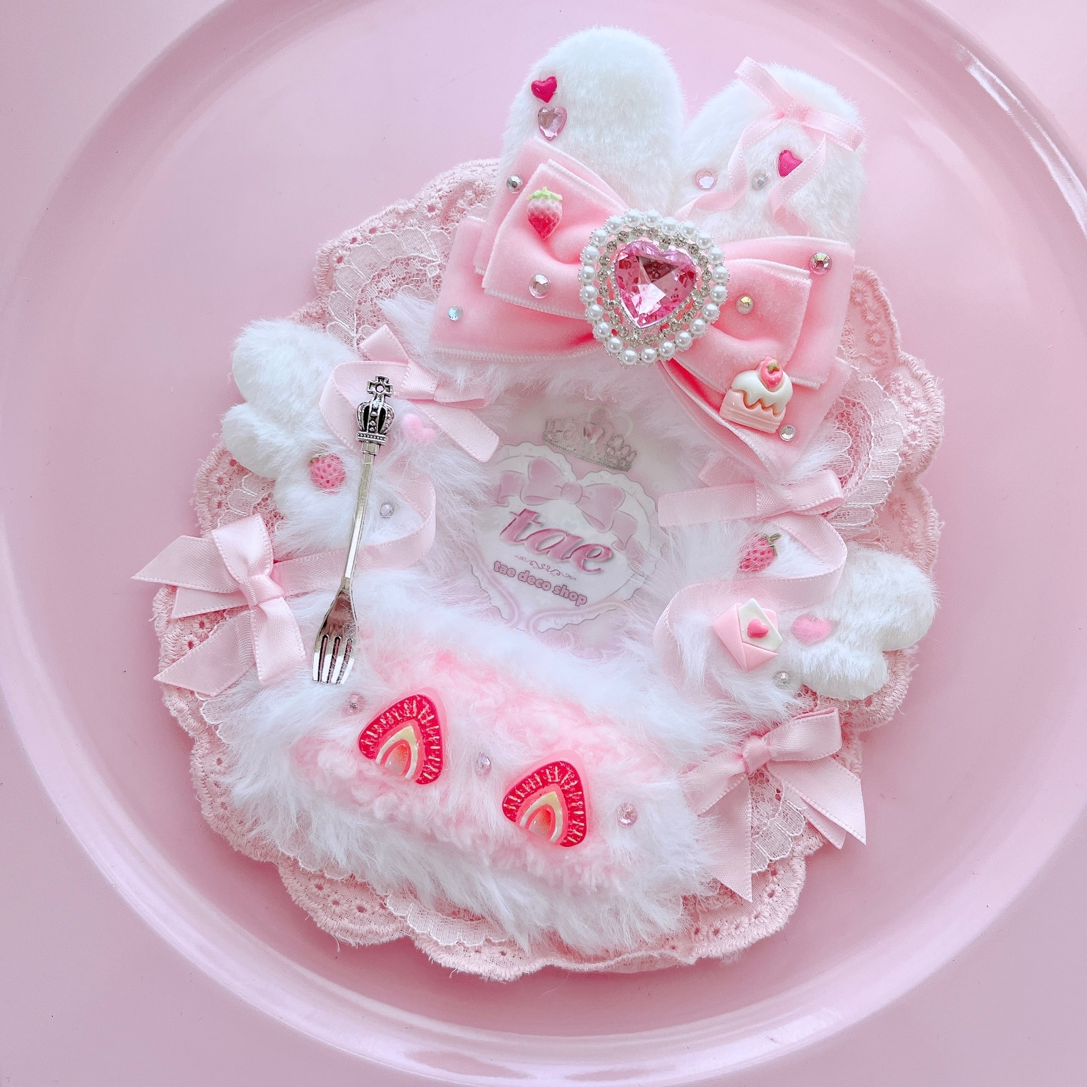 B8 うさぎ バレンタインデザイン ベルベットリボン ショートケーキ