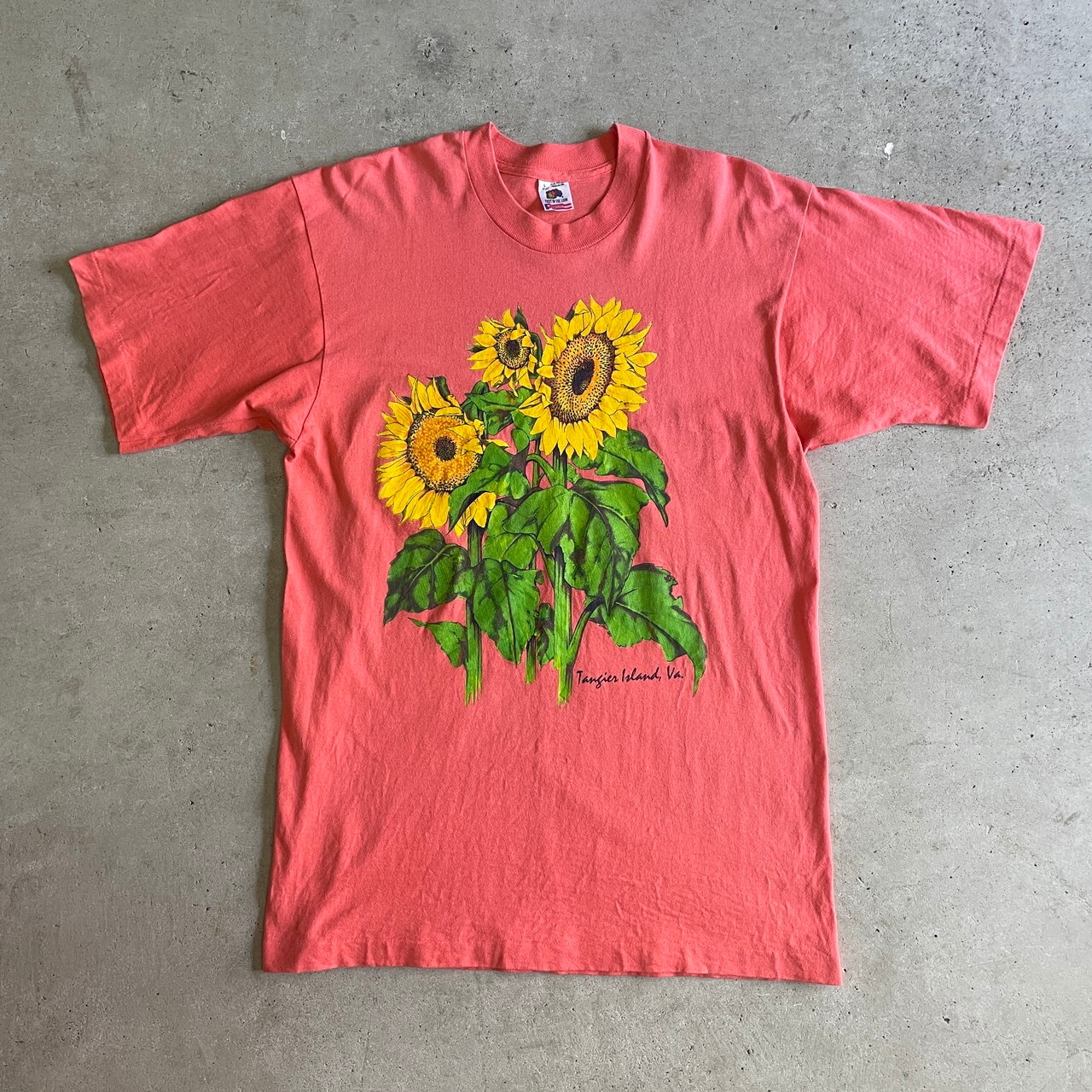 90年代 USA製 ヒマワリ フラワー アートプリントTシャツ メンズL 