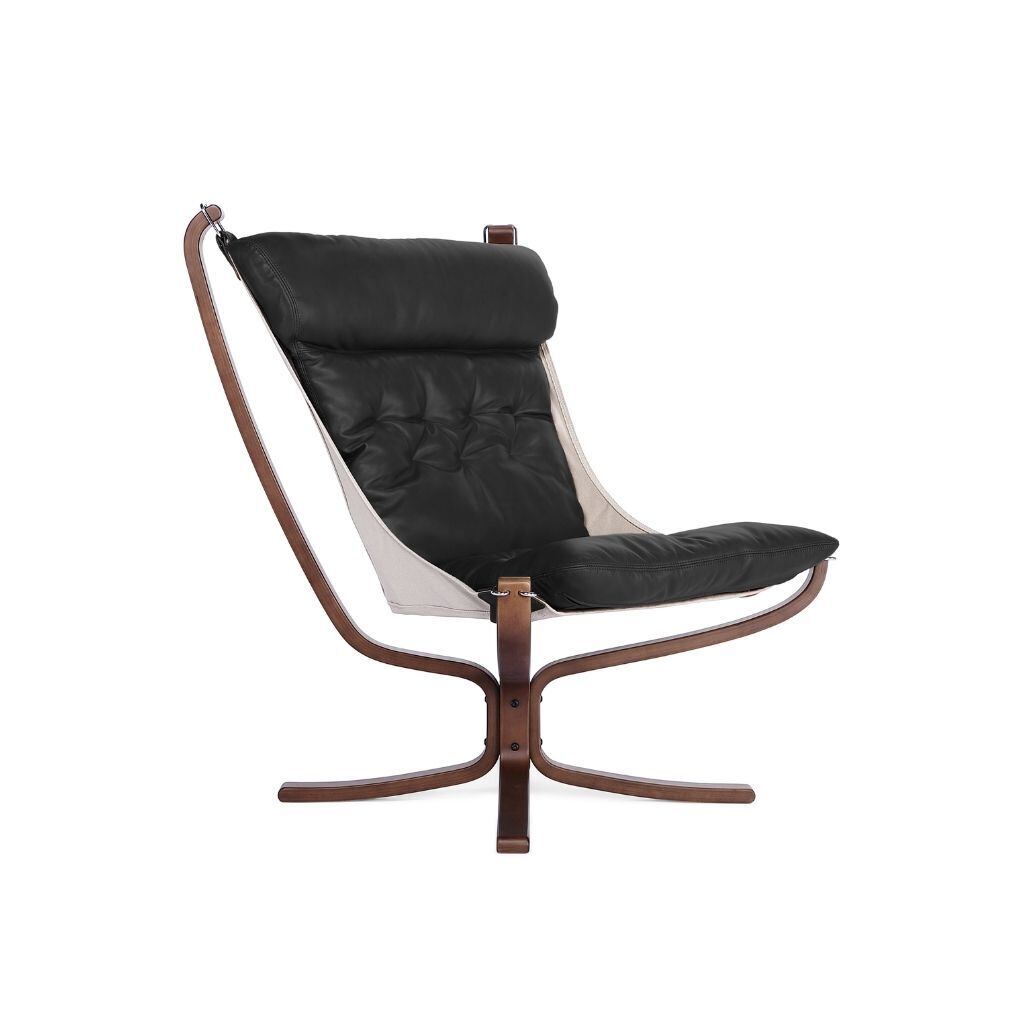 ファルコンチェア　スチール 本革　黒レザー　リプロダクト Falcon Chair Wood Frame Oil-leather Black / ファルコンチェア