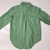 リネン100% TOMMY HILFIGER トミーヒルフィガー 長袖シャツ EUR32/グリーン レディース