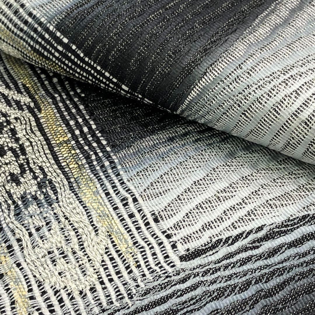 袋帯 リバーシブル 横段花柄模様 モノトーン O-3605 | リユース着物  