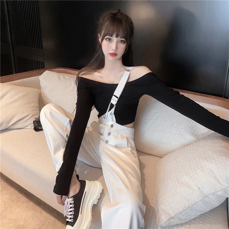 ファッションスーツレディースワイドレッグパンツジーンズショートTシャツトップス2020年秋新洋スタイルツーピーススーツ ドラファッションホール39486516495