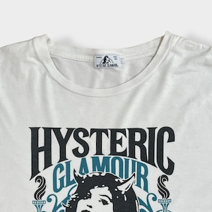 【HYSTERIC GLAMOUR】日本製 ロゴ プリントTシャツ イラスト ホワイト L ヒステリックグラマー  古着