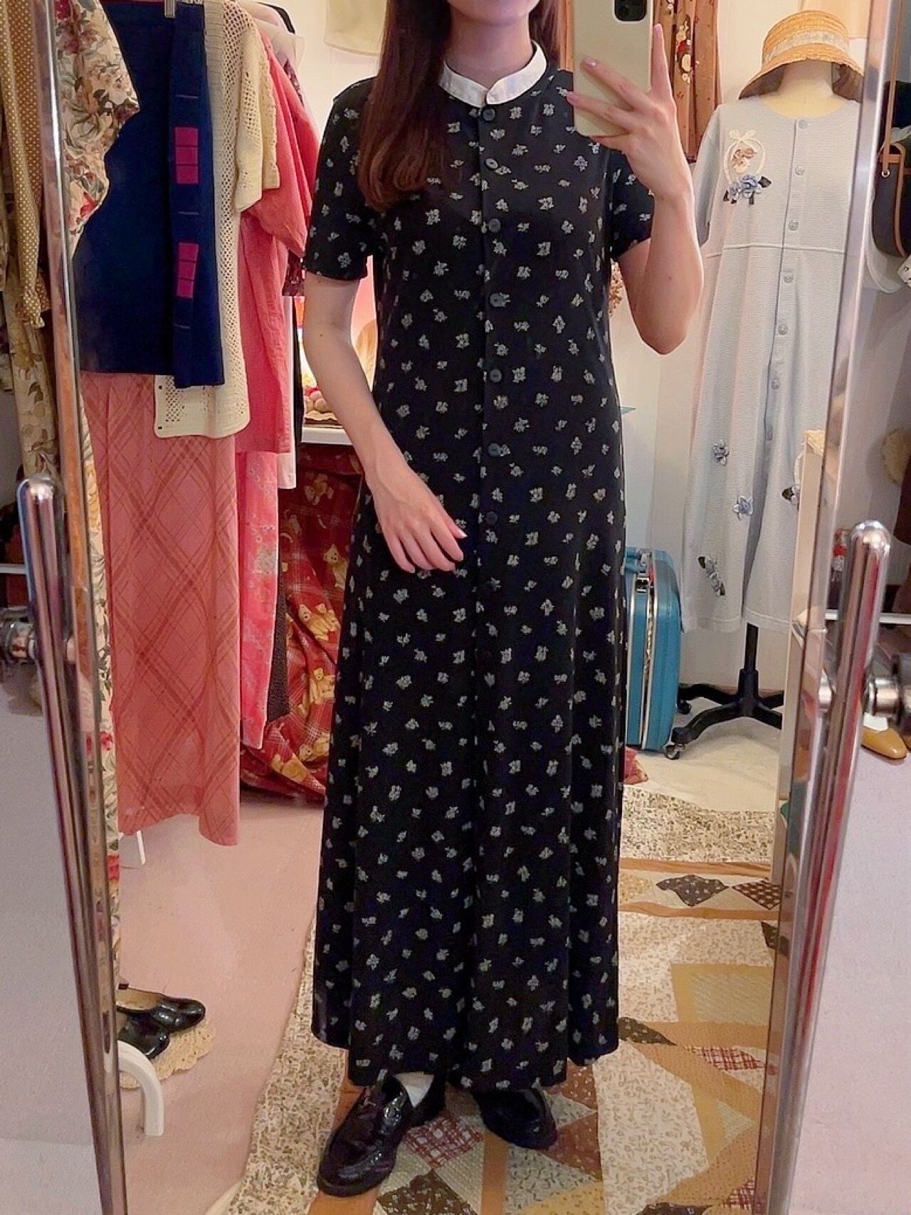 mini rose stand collar one-piece