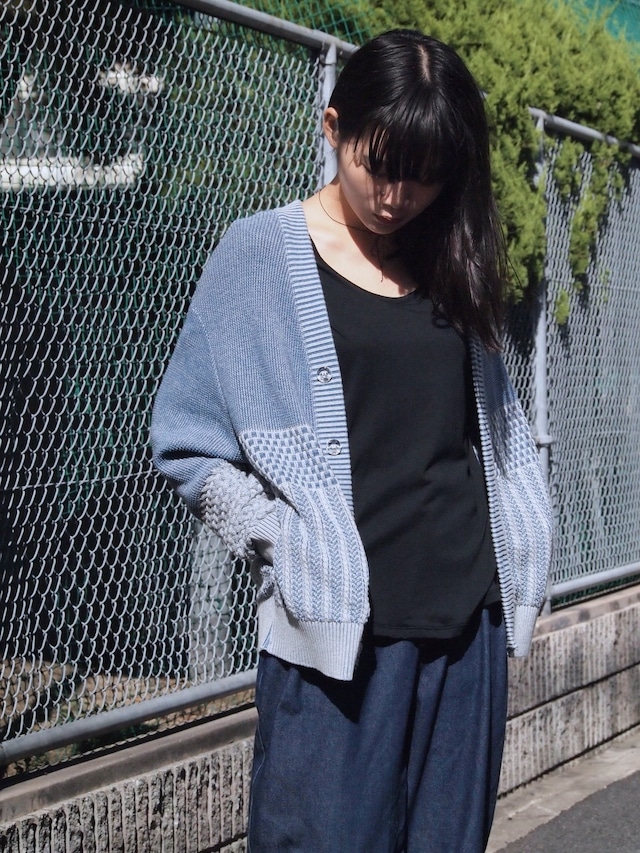 rikolekt　"sprout" COTTON KNIT CARDIGAN　blue