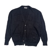 カシミヤ シルク混 イタリア製 VALENTINO GARAVANI ヴァレンティノ ガラヴァーニ ケーブル ニット カーディガン /ダークグレー メンズ