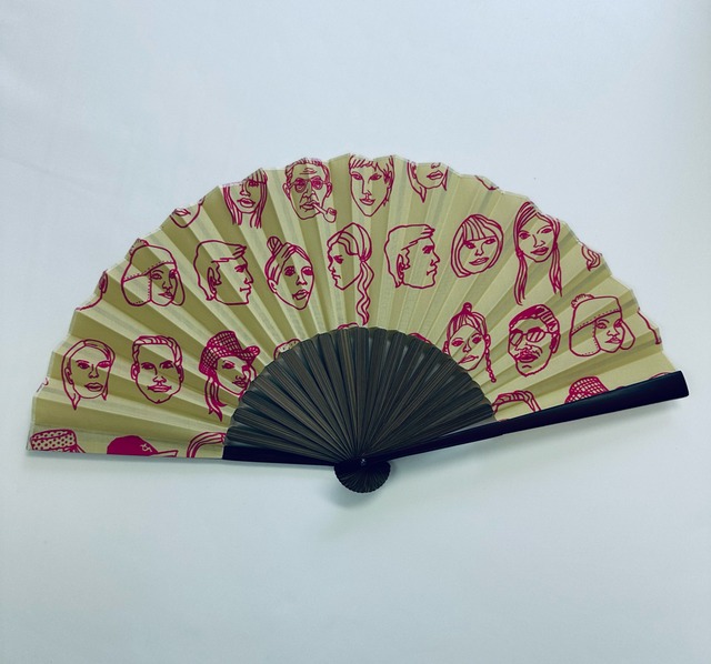 チーズマンガー顔柄扇子