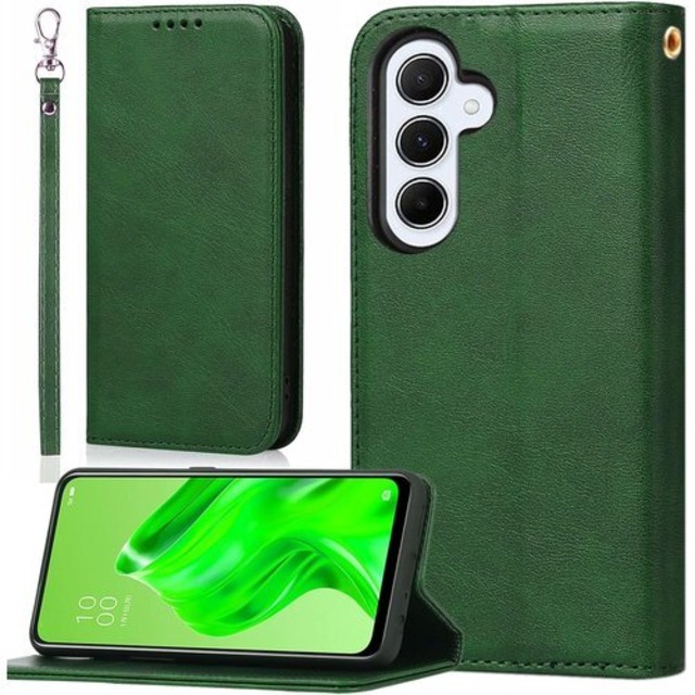 適用 Galaxy S24 FE SCG30 ケース 手帳型 ストラップ ギャラクシー S24 FE フリップ スマホケース ぎゃらくしー S24FE 手帳ケース GalaxyS24FE 手帳型ケース scg30ケース 携帯カバー BonwFzin PU レザー ストラップケース ストラップホール付き マグネット カード カード入れ カード収納 スタンド 落ち着いた色 レトロ グリーン 3003