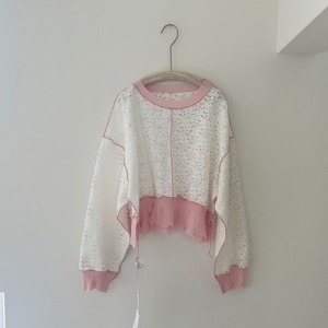 osakentaro／lace patchwork top