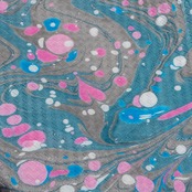 半巾帯 ❤︎［Flower shower］ピーコック柄×マーブル×ドット