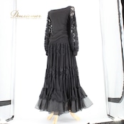 社交ダンス 衣装 スタンダード 上下セット ツーピース レッスンウェア パーティ衣装 ICHIOKU イチオク 黒 花柄 レース 長袖 フォーマル フォーマルウェア ワンピース 謝恩会 スカート 体型カバー おしゃれ おすすめ 可愛い パーティー ドレス ステージ衣装 クロスバック 伸縮性あり レディース スタイルアップ 高級感 着こなし 繊細なデザイン ブラック系