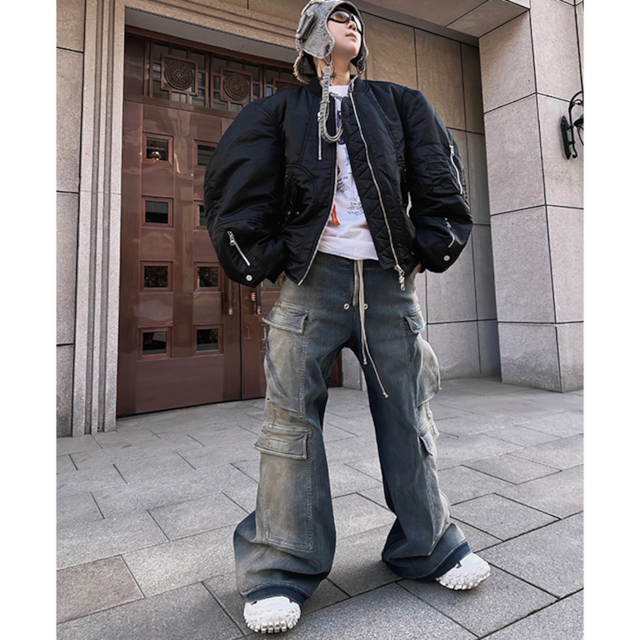 VIBE ストリート ウォッシュ加工 デニムパンツ P151