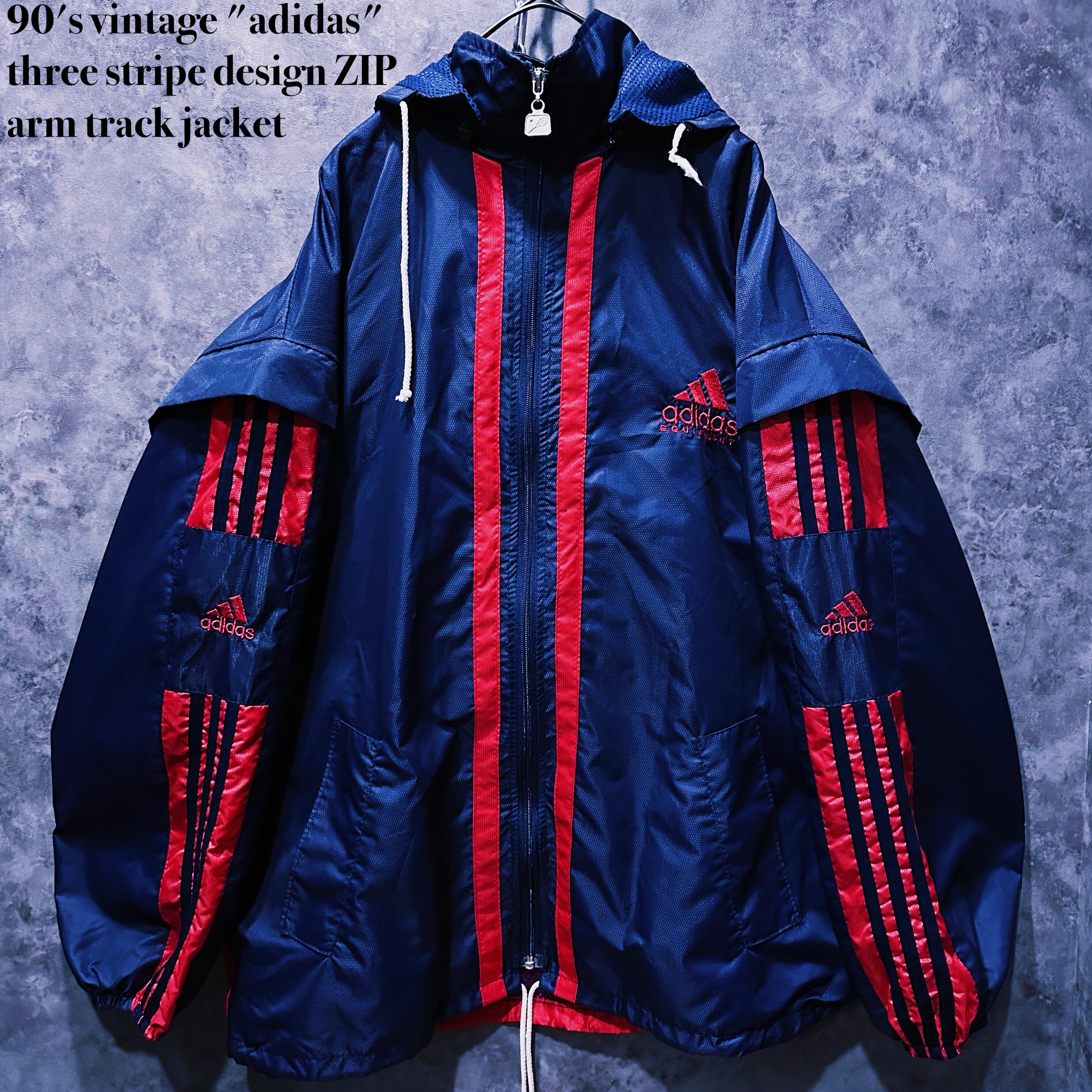 【doppio】90's vintage "adidas" three stripe design ZIP arm track jacket