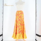 フラメンコ 衣装 エルモサイベリア HERMOSAIBERIA ファルダ スカート ペチコート イエロー系 オレンジ系 黄色 オレンジ 花柄 水玉 ボランテ フリル 軽い 薄い ダンス 発表会 舞台衣装 ステージ衣装