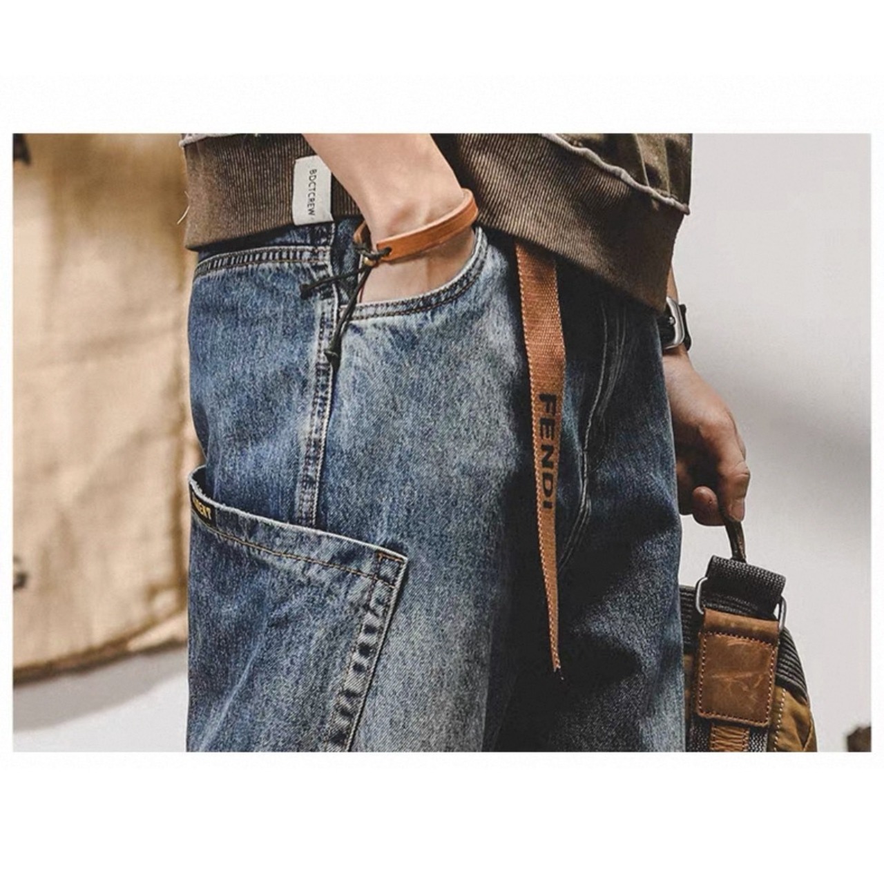 Workwear wide denim pants 1260 - 15