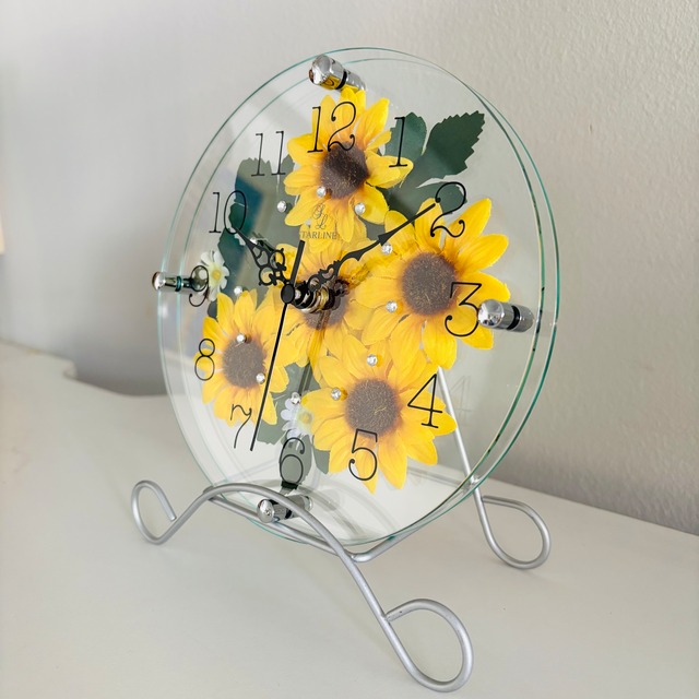 アートフラワークロック　ひまわり置き掛け兼用時計　STW-1188HIMAWARISS