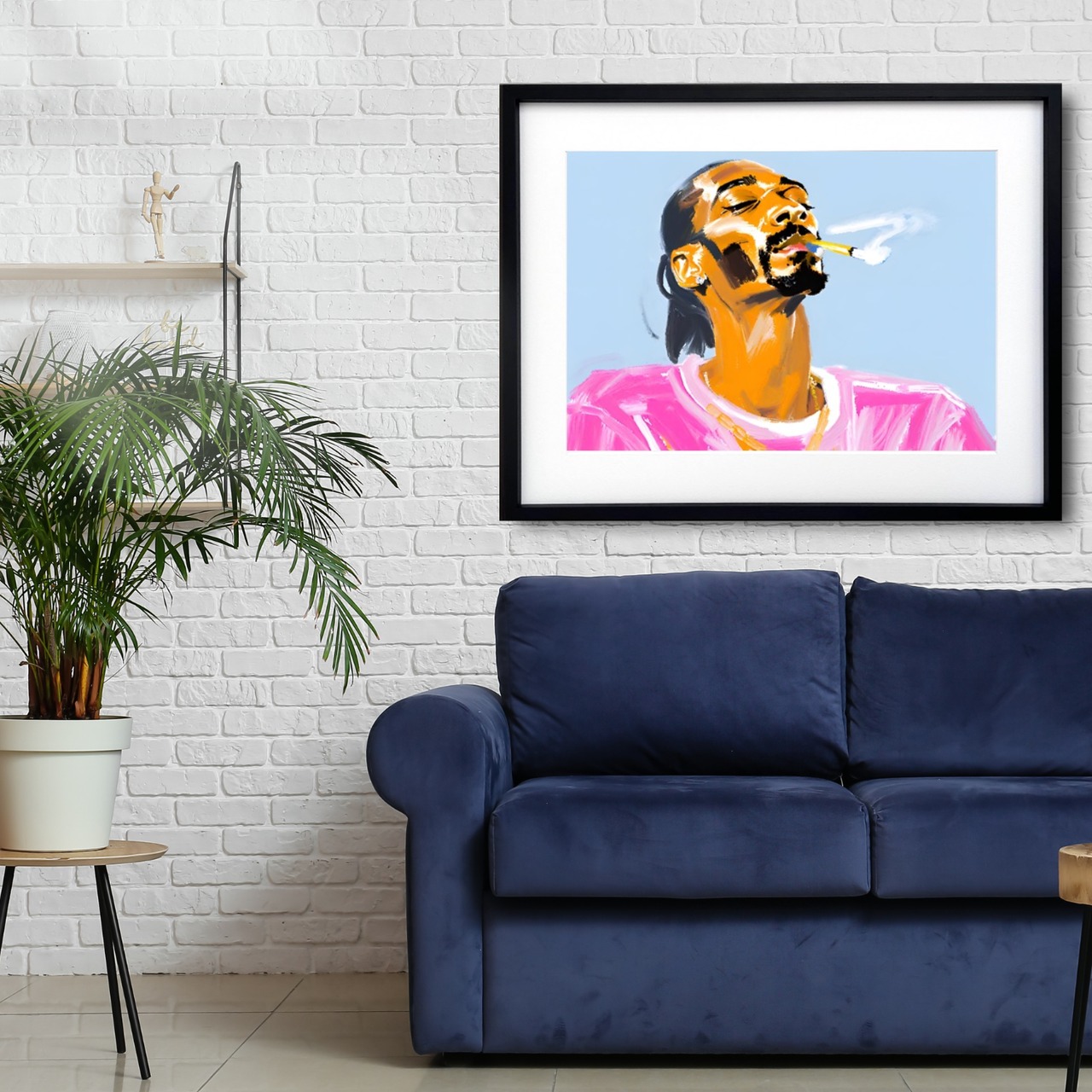 Snoop Dogg｜西海岸ヒップホップのレジェンドを描くドローイングアートポスター｜モダン・ストリートに合う額縁セットA3ポスター