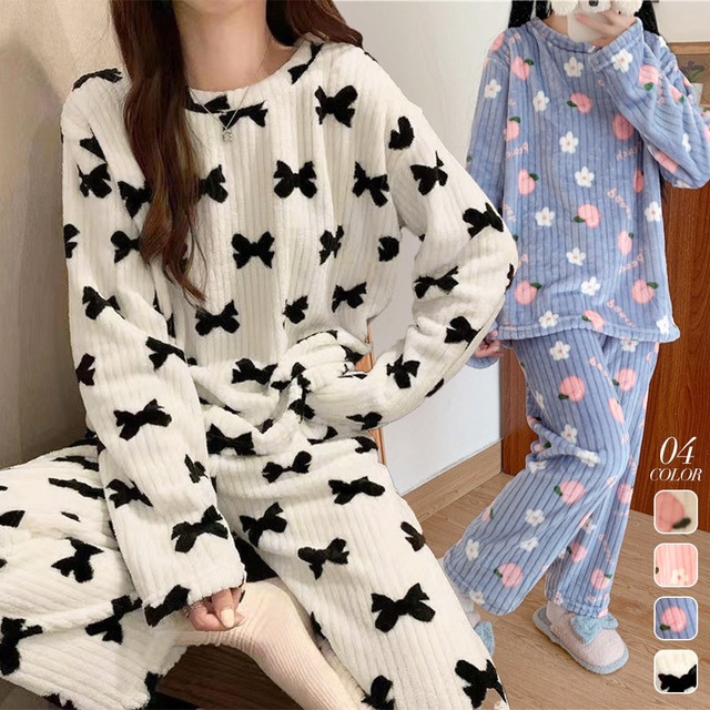 フリース パジャマ セットアップ レディース 韓国 ルームウェア 秋冬 大人 かわいい おしゃれ 防寒 暖かい 保温 ふわふわ 部屋着 冷え帽子 ナイトウェア 大人可愛い 大人女子