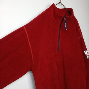 90s　アメリカ製　ノーティカ　フリース　プルオーバー　刺繍ロゴ　赤　L/G