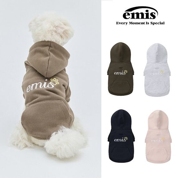 【emis】LETTERING LOGO ZIP UP HOODIE/ペット服 犬服猫服(L〜XXL)