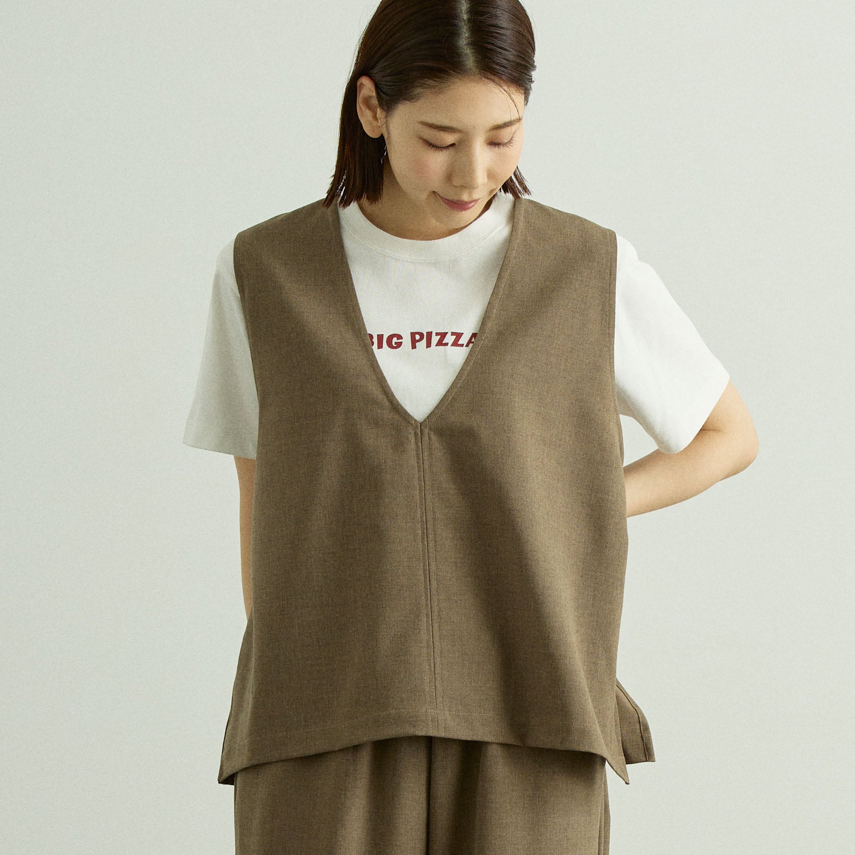 リネンライク シンプルベスト|イージーケア