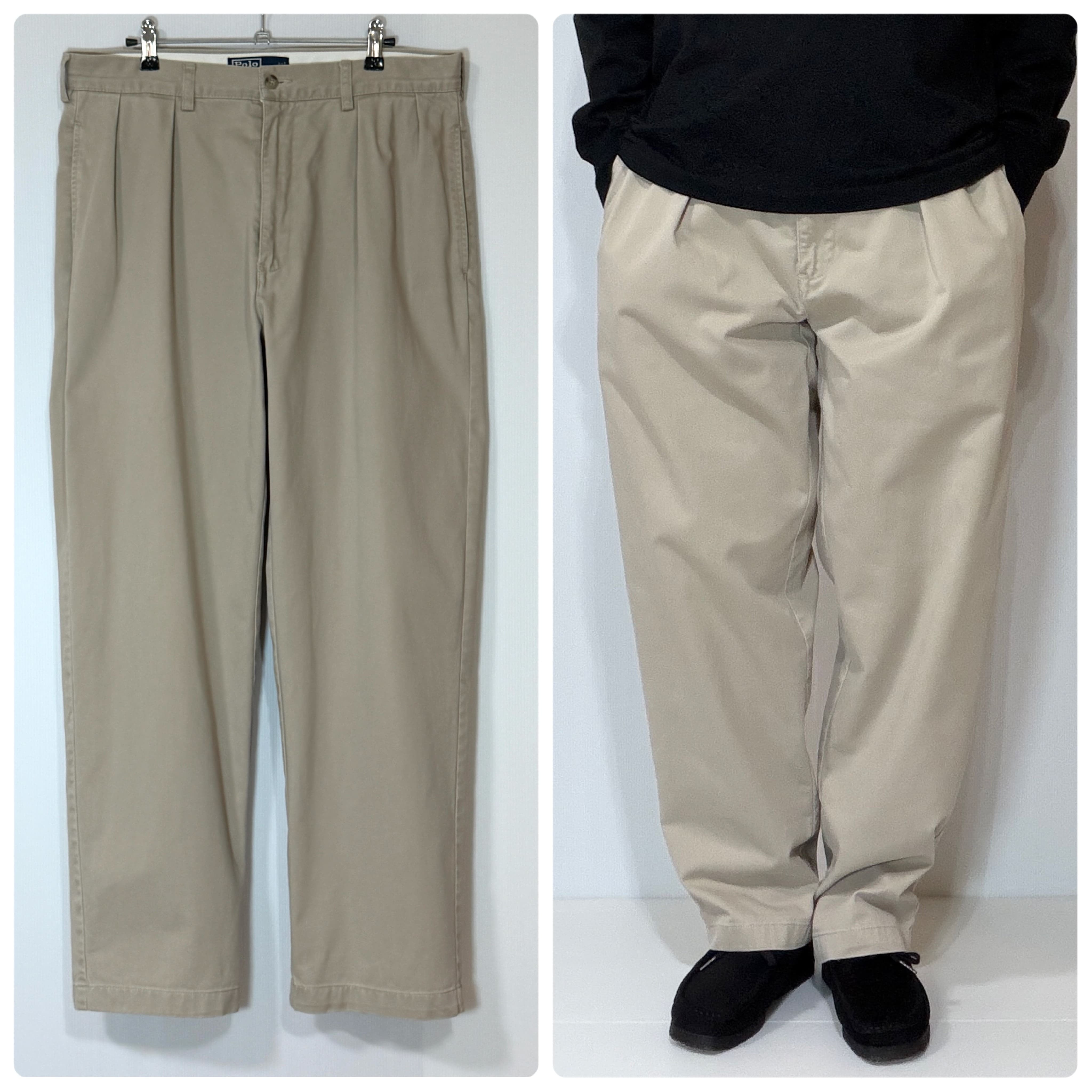 90s [実寸W34L29.5] Polo Ralph Lauren NO TUCK CLASSIC CHINO PRESTON