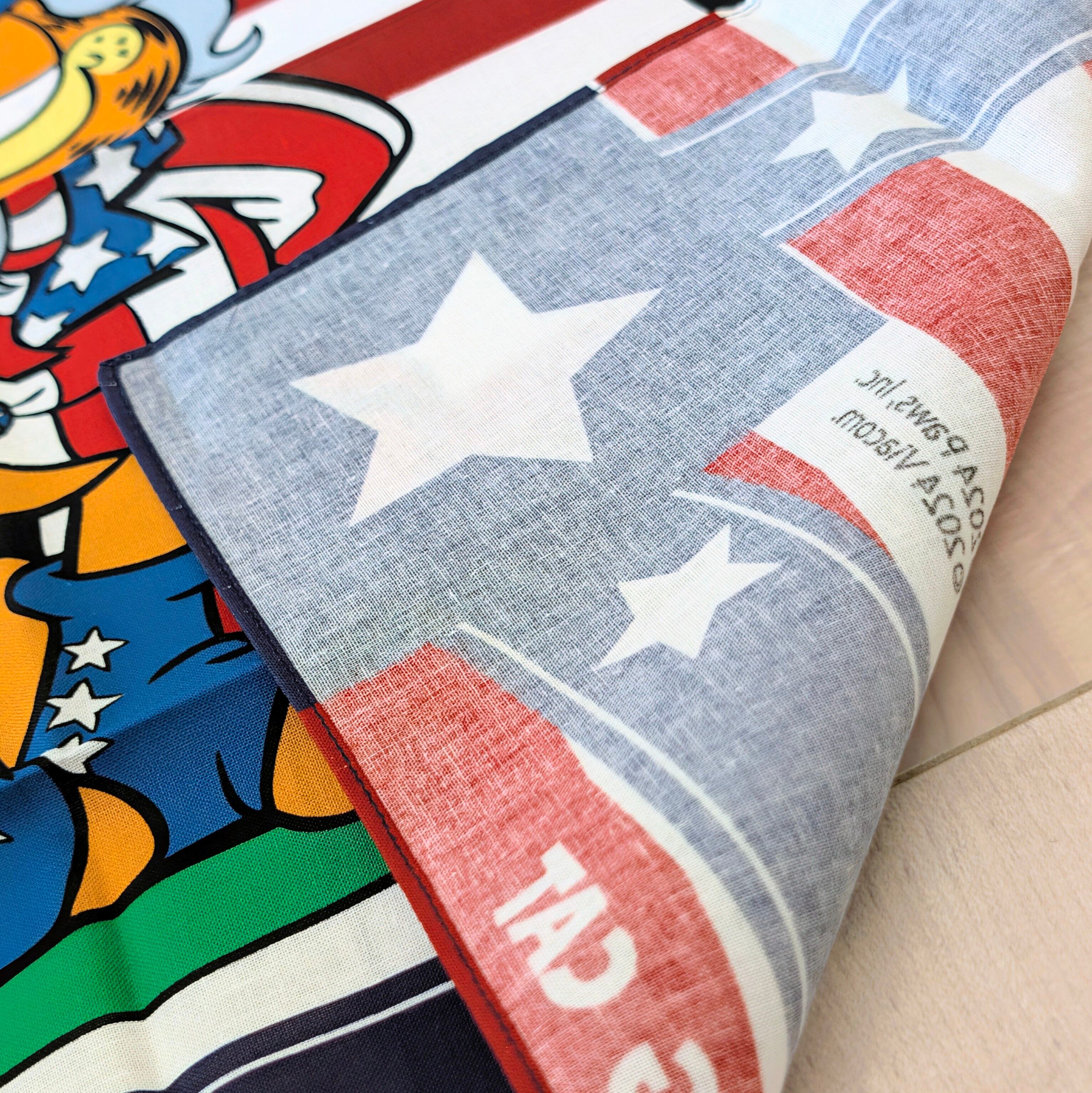 ✨️鞄などのアクセントにも✨️【 Garfield ( ガーフィールド ) 】『 アメリカン！ 』バンダナ / ランチクロス 〚アメリカン雑貨 アメトイ〛