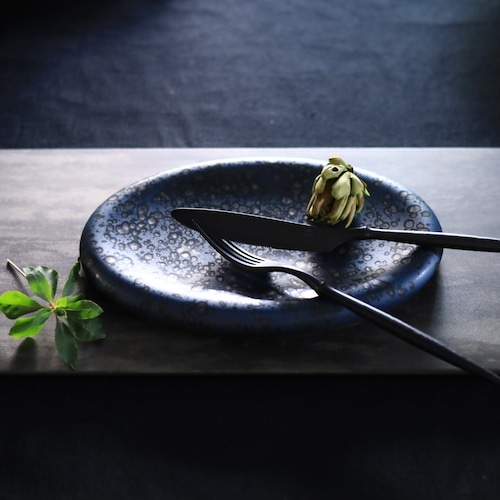 AS 藍釉窯変楕円プレート皿