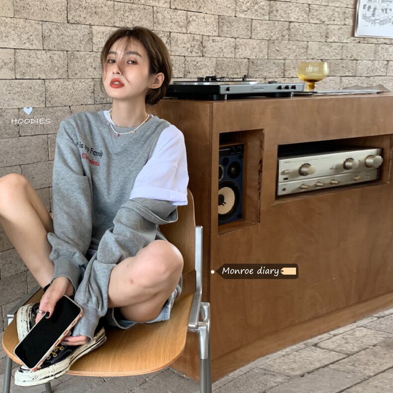 ルーズセーター ジャケット スプリングオータム薄手トップス ロング 春物 秋物 モンロー63639378978