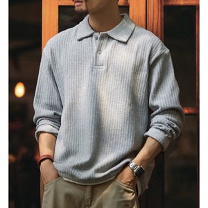 重ね着風ポロカラーニットトップ 2カラー 11186