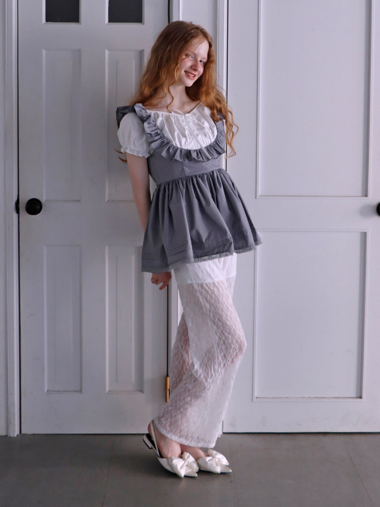 PETIT APLON TOP -GRAY- | mieya mieya