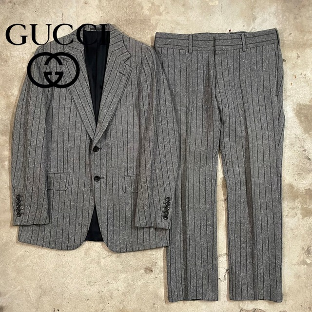 〖GUCCI〗stripe wool setup suit/グッチ ストライプ ウール セットアップ スーツ/lsize/#0513/osaka