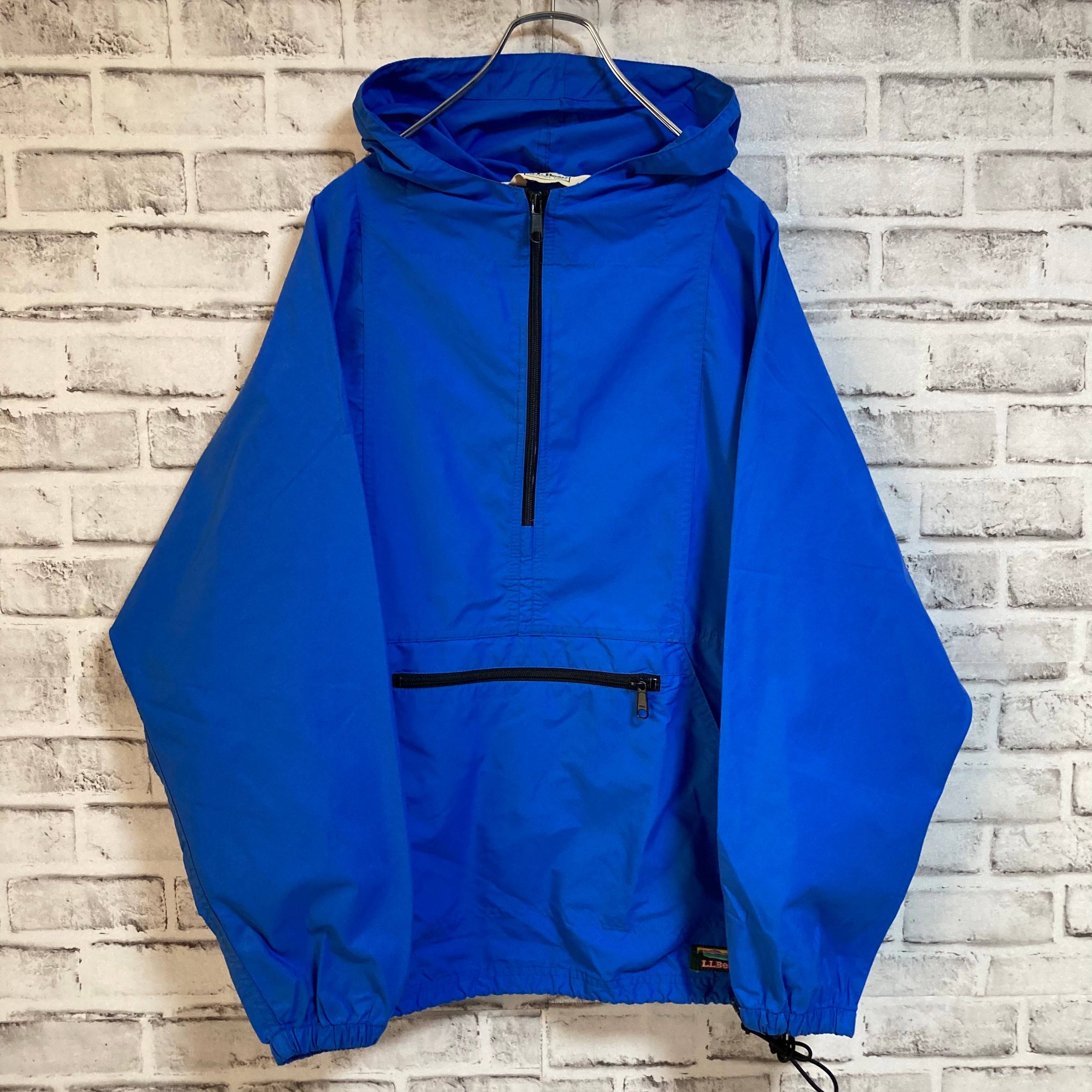 【L.L.Bean】Anorak Parka L相当 エルエルビーン アノラックパーカー ナイロンジャケット マウンテンパーカー マウパ ワッペンロゴ  ワンポイントロゴ ブルー 美品 アメリカ USA 古着