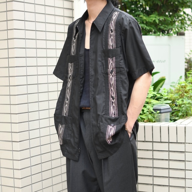 GUAYABERA zip up embroidery cuba shirt