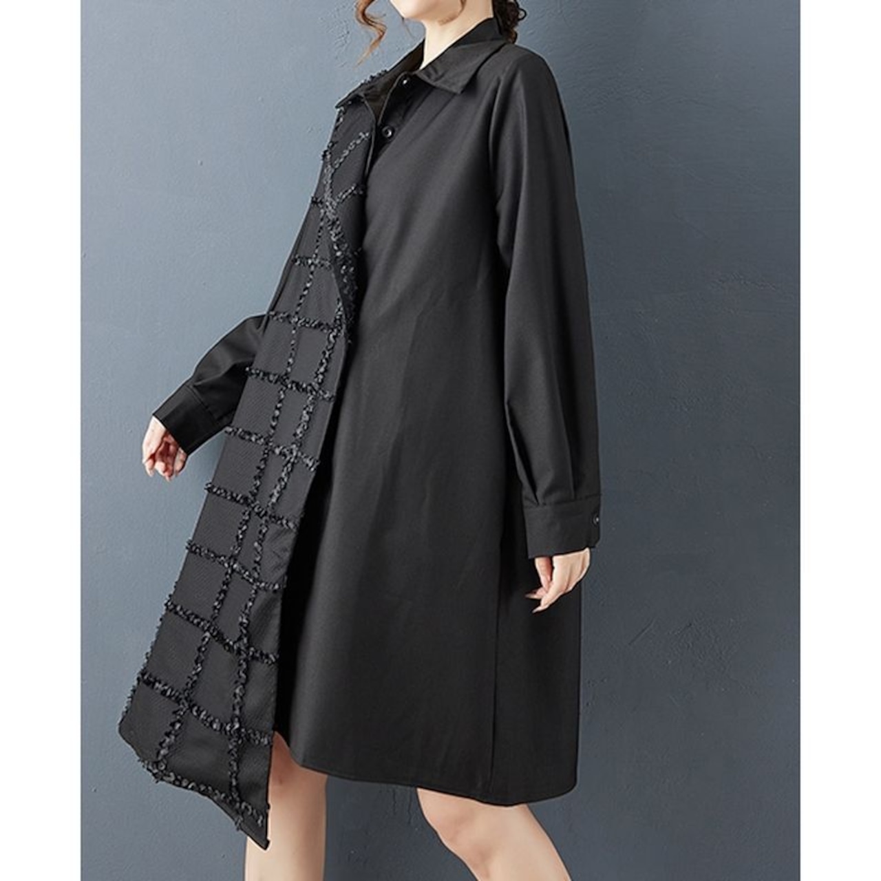 オーバーサイズ ベルト付 ロングシャツ 60034