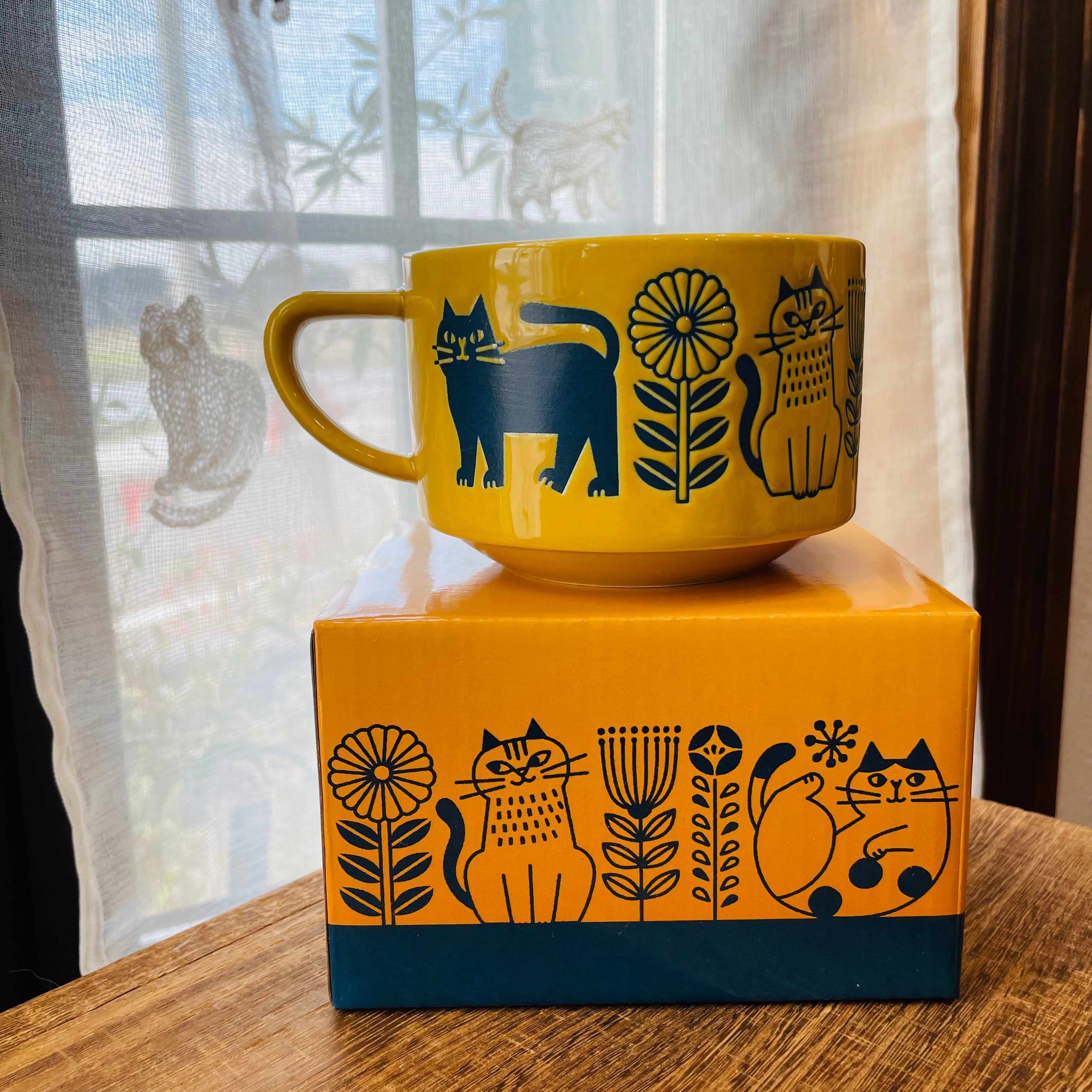 マグカップ｜fikalyckaスープマグ  猫雑貨 猫モチーフ 猫柄 猫グッズ おうち時間 黒猫 プレゼント プチギフト 贈り物