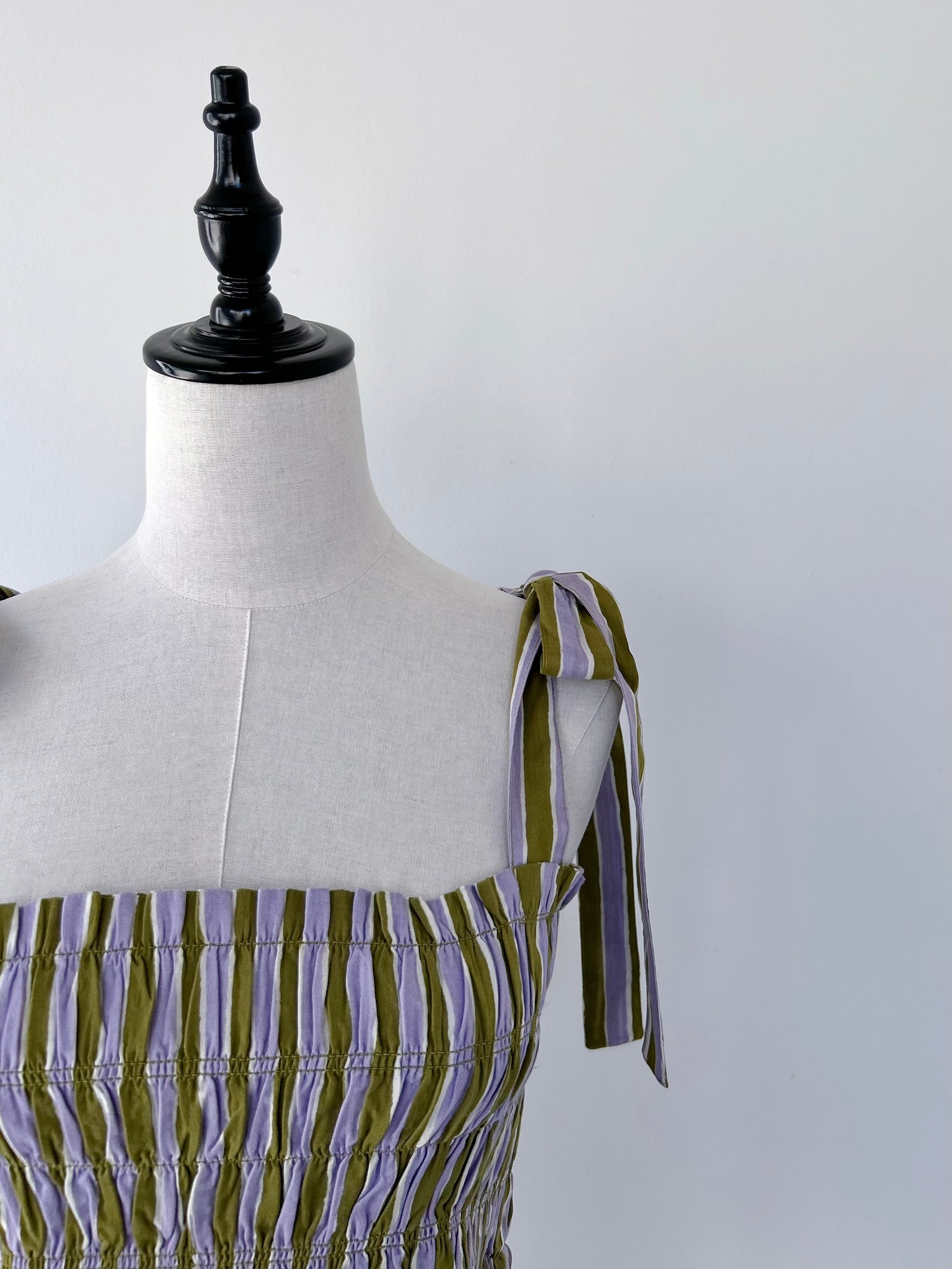 Sara Mallika Cotton Wave Strip Print Shiring Top | KOKO