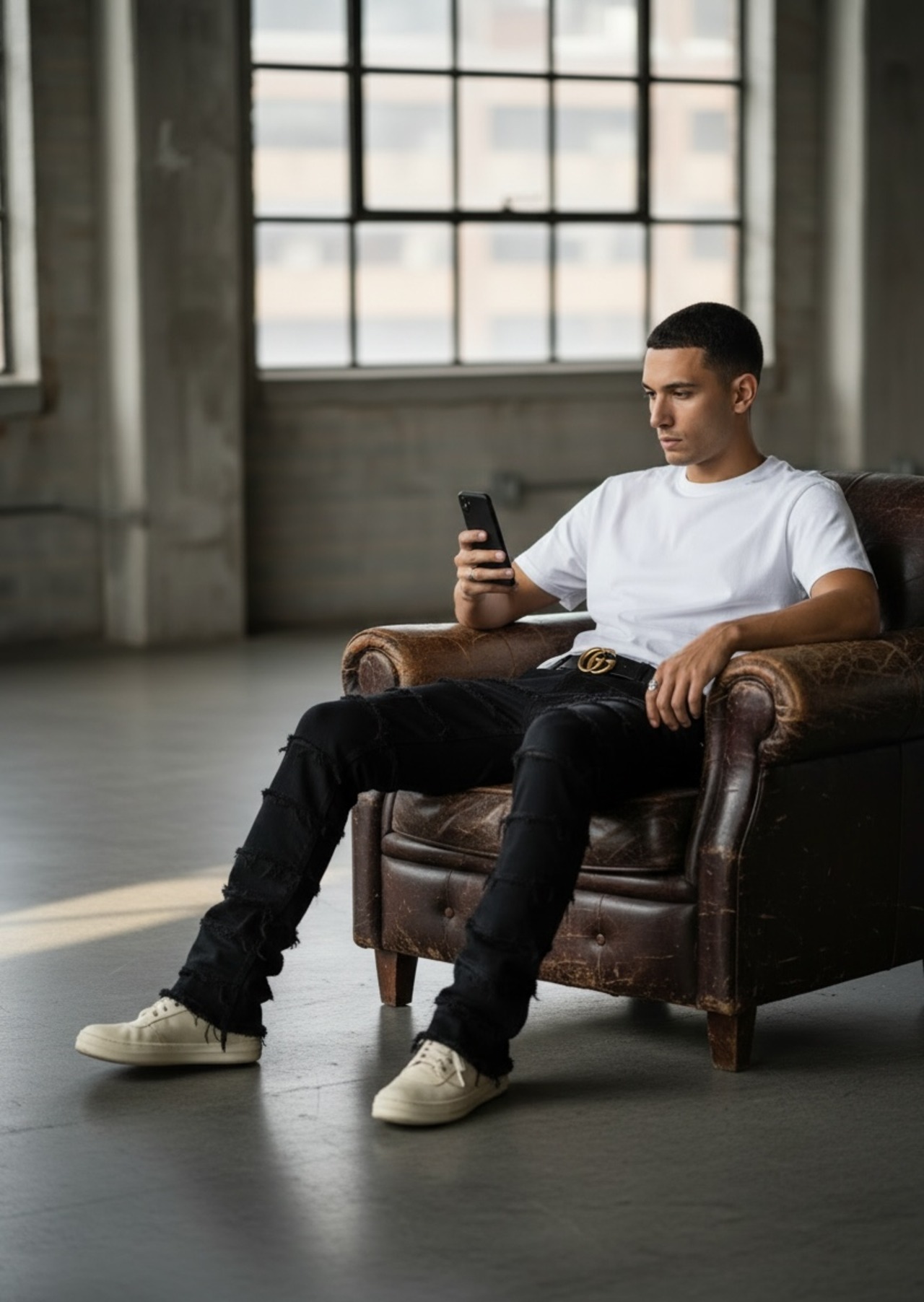 脚長設計｜ブラックヴィンテージデニム(D00005)