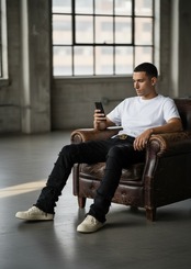 脚長設計｜ブラックヴィンテージデニム(D00005)