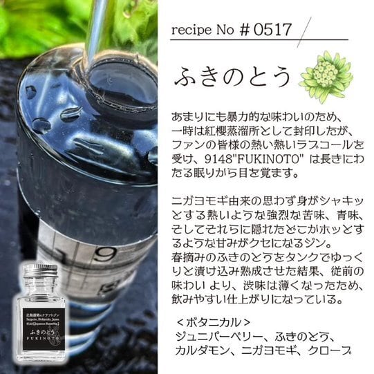 紅櫻蒸溜所クラフトジン9148「FUKINOTO」 50ml 40% ふきのとう 紅櫻蒸溜所クラフトジン9148「FUKINOTO」 50ml 40% ふきのとう