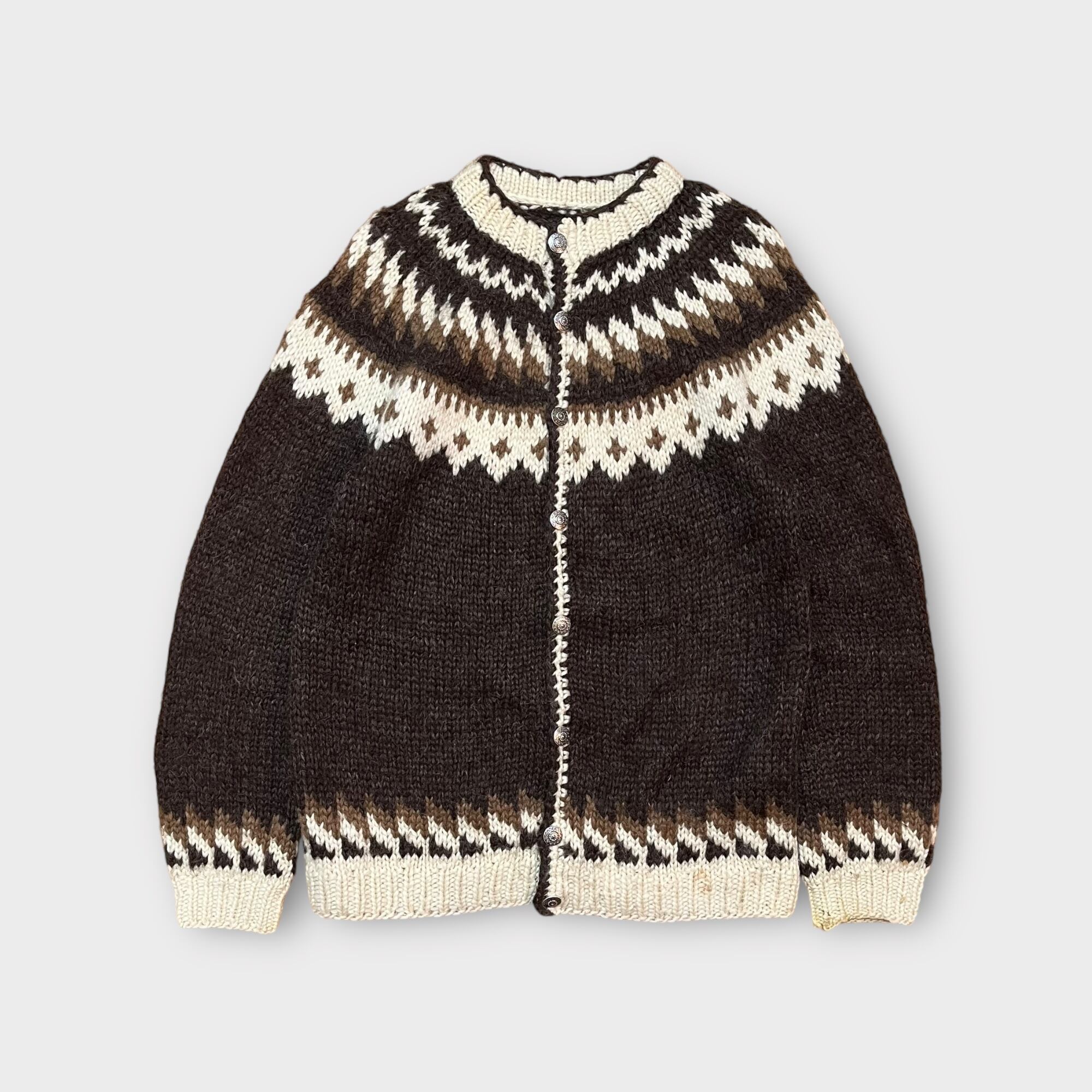 【Vintage】1980's ハンドメイドノルディックニットカーディガン MADE IN ICELAND